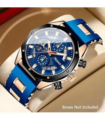 [Blue black rose] [Montre à Quartz pour hommes de mode] 2 pièces montre de sport décontractée p