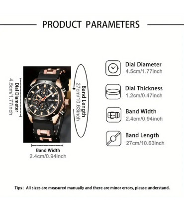 [Blue black rose] [Montre à Quartz pour hommes de mode] 2 pièces montre de sport décontractée p