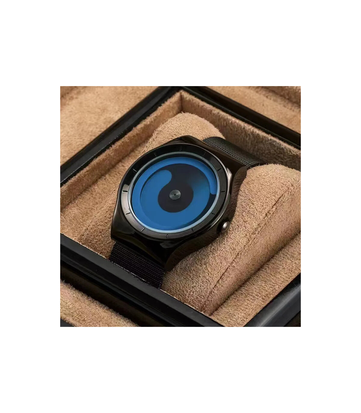 [Black red] Montre à quartz Vortex Pointless pour homme, style créatif, couple apprenant et viv