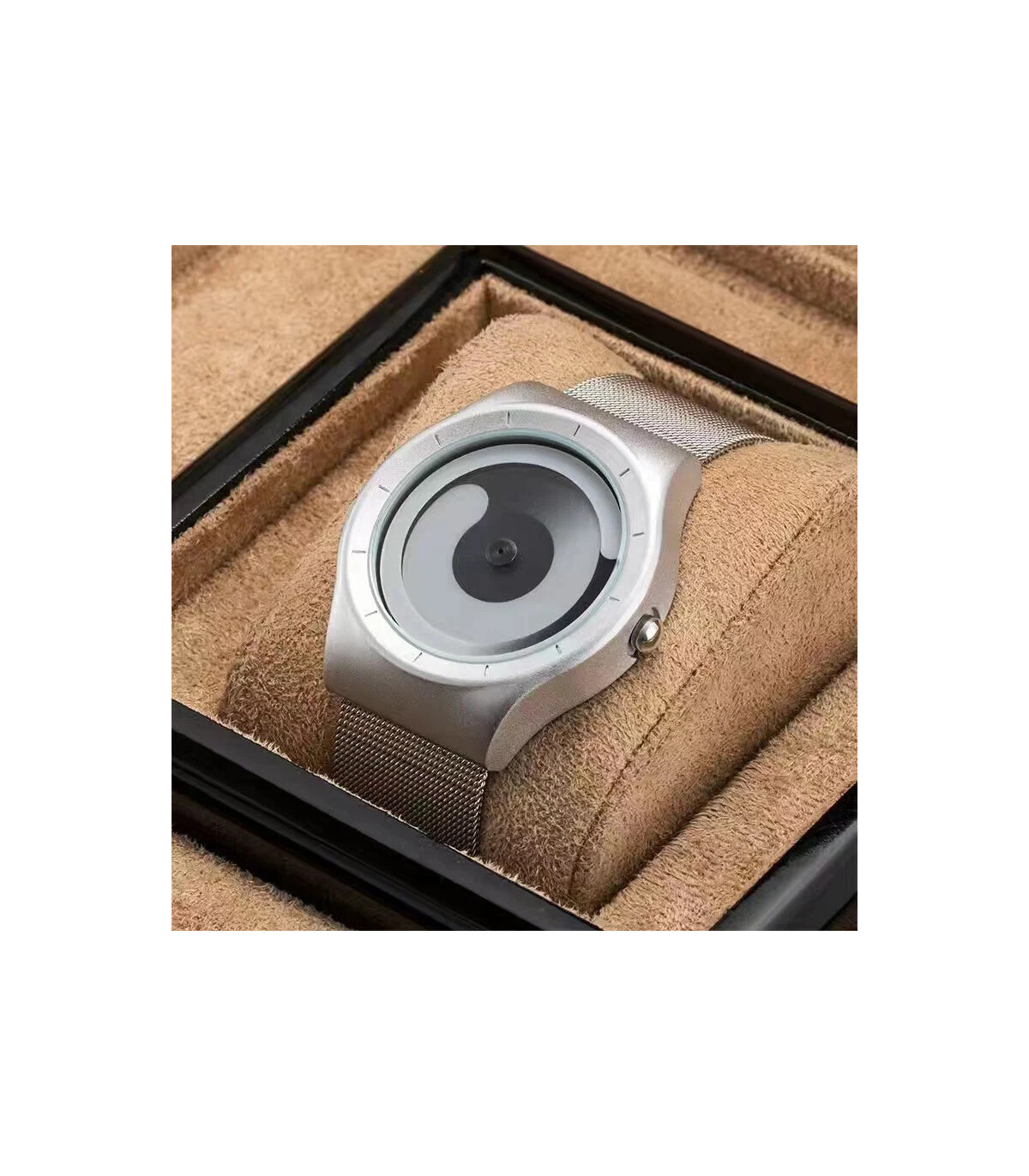 [Silver white] Montre à quartz Vortex Pointless pour homme, style créatif, couple apprenant et 