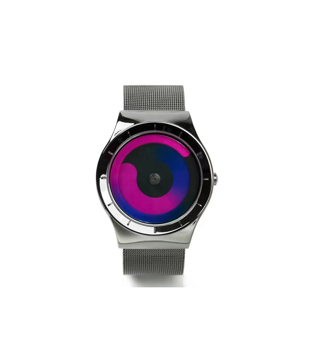 [Silver white] Montre à quartz Vortex Pointless pour homme, style créatif, couple apprenant et 