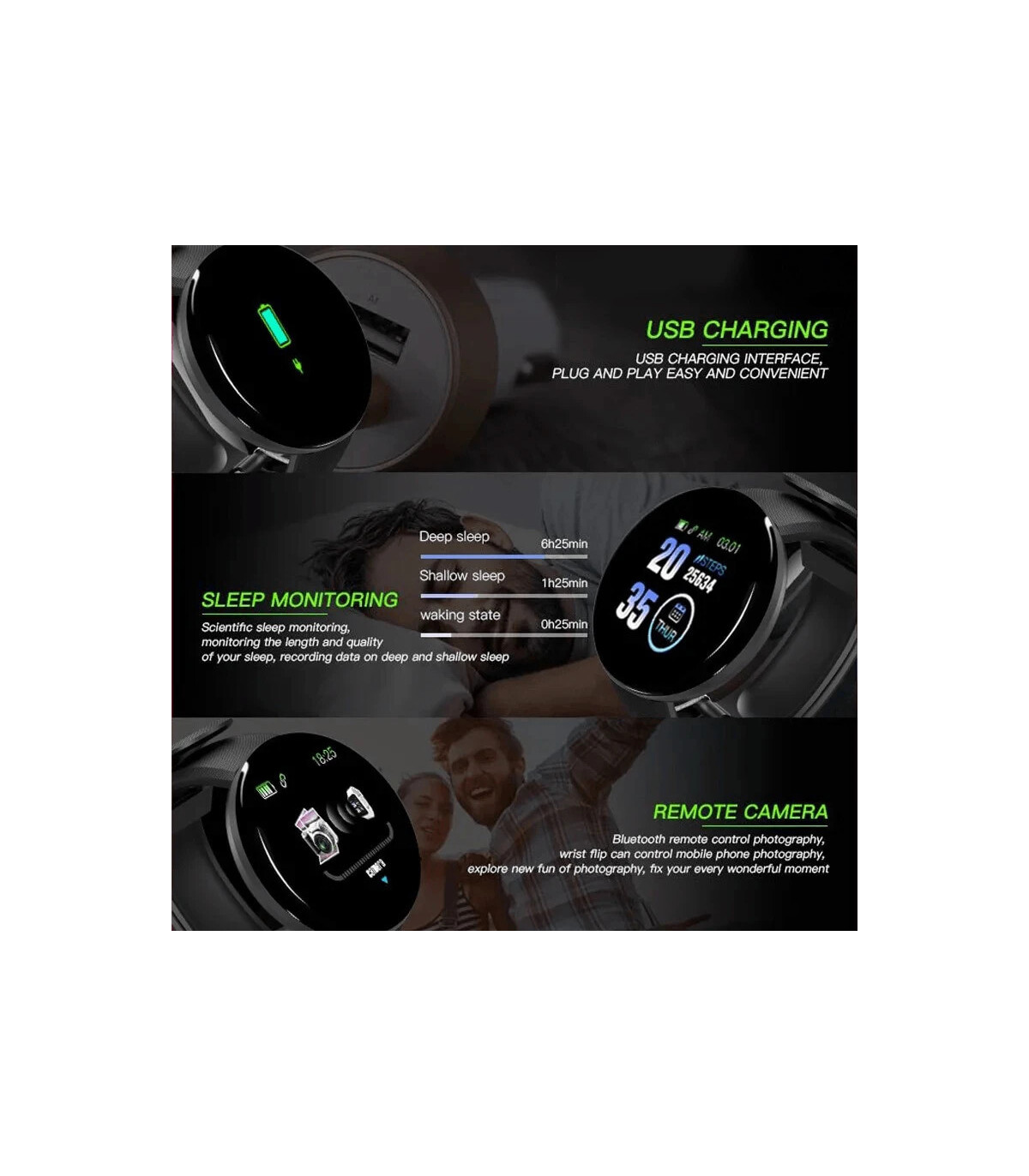 [With Original Box Dark Blue] 2025 nouveau D18 multifonctionnel montre intelligente femmes Blue