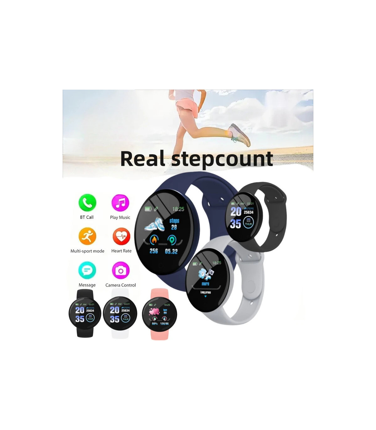 [With Original Box Green] 2025 nouveau D18 multifonctionnel montre intelligente femmes Bluetoot