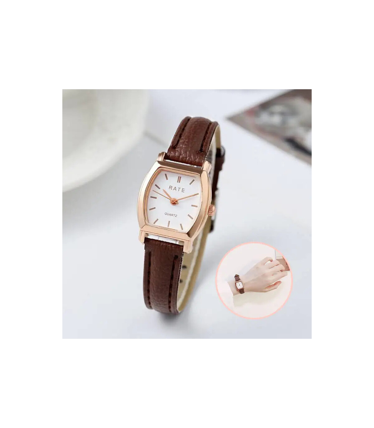 [B Without Box] Mode femmes montres décontracté petit cadran bracelet en cuir femmes montre à Q