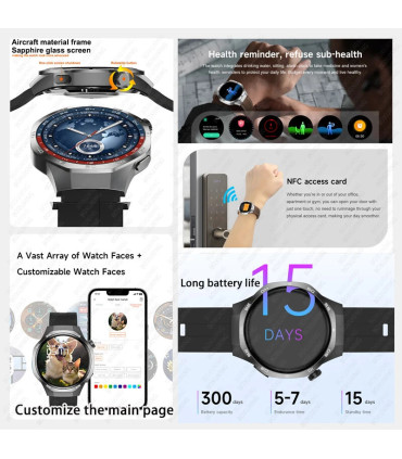 [GPS NFC Watch GT5Pro Silver Mesh belt] Nouveau pour Huawei montre GT5 Pro montre intelligente 