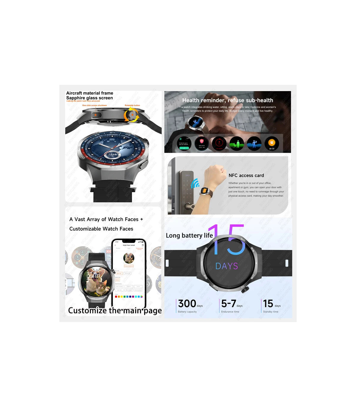 [GPS NFC Watch GT5Pro Silver red] Nouveau pour Huawei montre GT5 Pro montre intelligente HD AMO