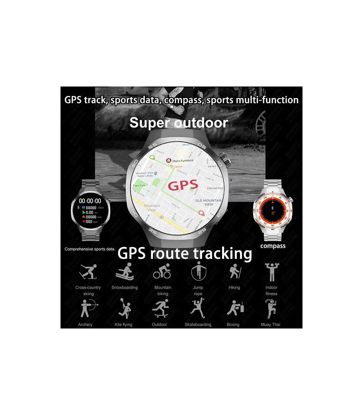 [GPS NFC Watch GT5Pro Black pink] Nouveau pour Huawei montre GT5 Pro montre intelligente HD AMO